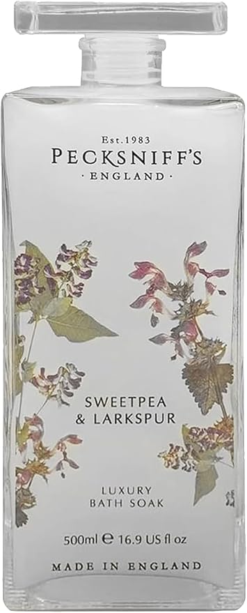 Pecksniff's Sweet Pea & Larkspur Bath Soak Decanter | 500ml/16.9 Fl Oz