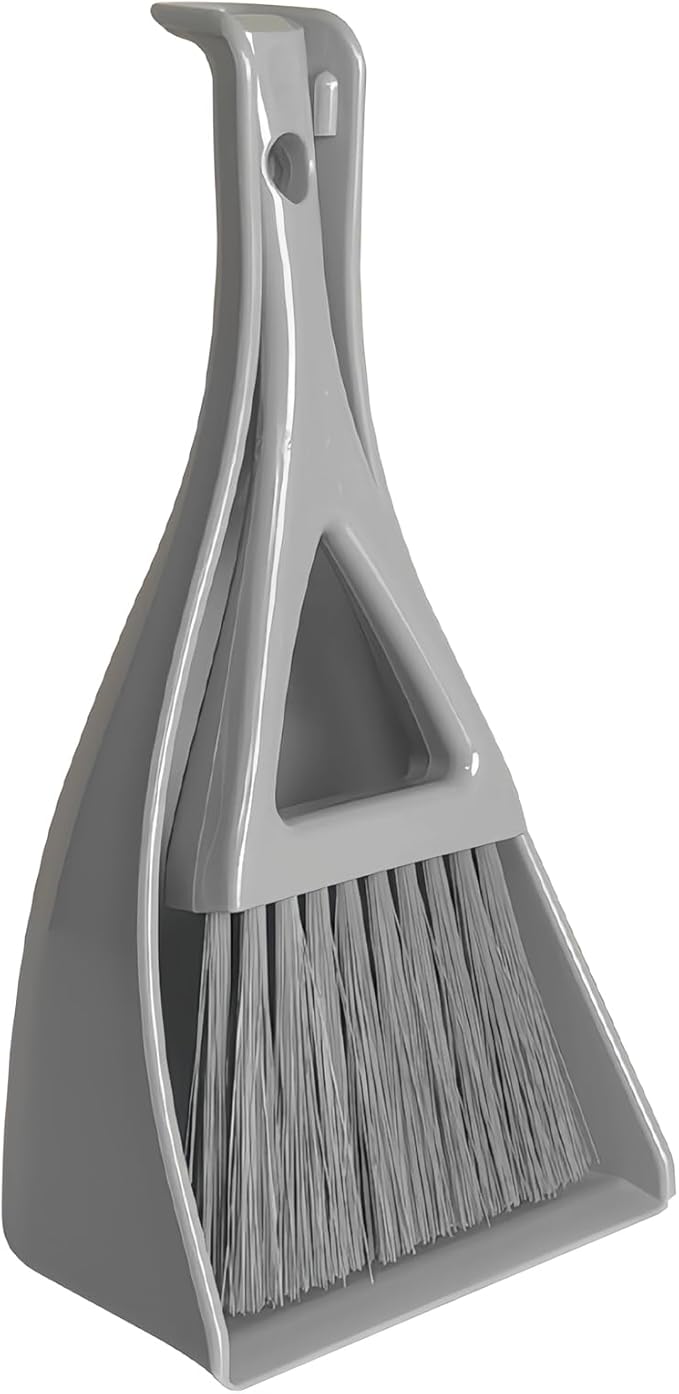 Dust Pan Broom Brush Dustpan -Mini Broom and Dustpan Combo Set, Handheld Sweeper Cleaning for Tables, Keyboards, Guinea Pig Cage, and Cat Litter, etc. (Grey)