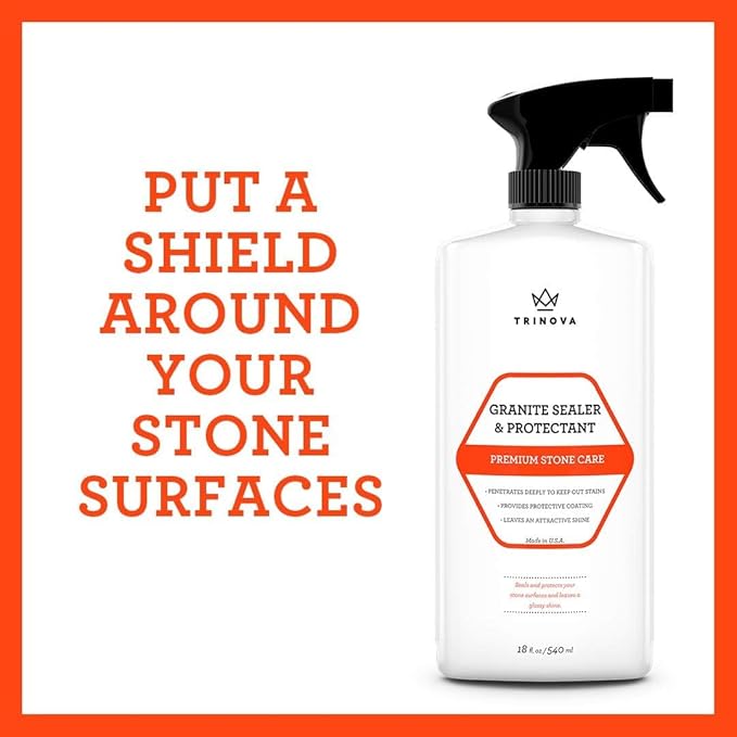TriNova Granite Sealer & Protector – Best Stone Polish, Protectant & Care Product – Easy Maintenance for Clean Countertop Surface, Marble, Tile – No Streaks, Stains, Haze, or Spots - 128 fl oz (4PK)