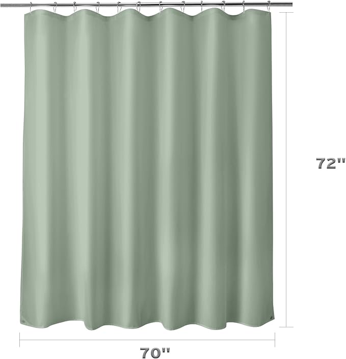 Titanker Waterproof Shower Curtain Liner Fabric, Sage Green Shower Curtain Liner with Magnets, Cloth Shower Liner Soft, Lightweight, Machine Washable, 70 x 72 Inches