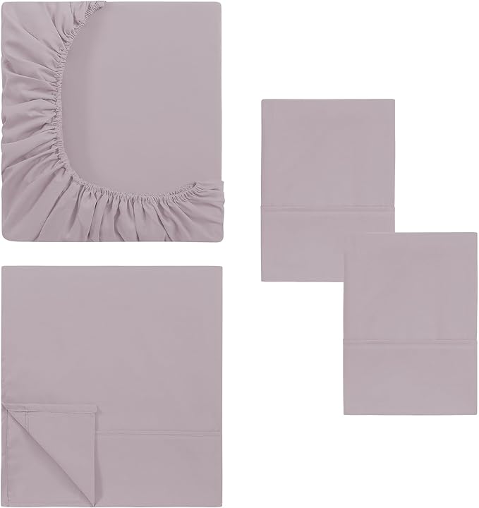 Modern Threads Soft Microfiber Solid Sheets - Luxurious Microfiber Bed Sheets - Includes Flat Sheet, Fitted Sheet with Deep Pockets, & Pillowcases Dusty Mauve King