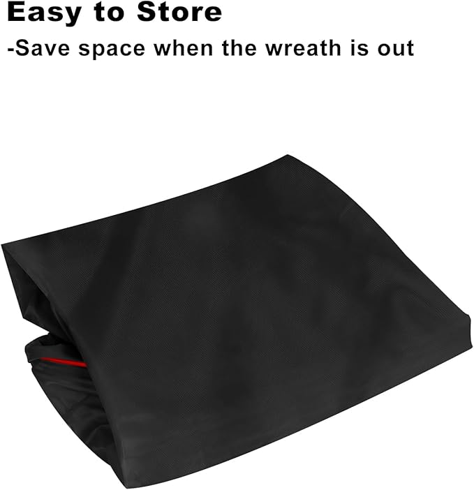 TQS Christmas Wreath Storage Bag 30inch -Large Christmas Wreath Storage Container-Durable Oxford Fabric, Dual Zippered, Easy to Slip The Wreath in & Out, Protect Wreath Garlands from Dust -Black