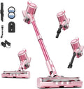 Vaconly Cordless Vacuum Cleaner, 8 in 1 40Kpa 55Mins,Lightweight Vacuum Cleaners for Home, Stick Vacuum with Anti-Tangle Brush,Wall Mount, Rechargeable Cordless Vacuum for Floor/Sofa/Pet Hair,Pink