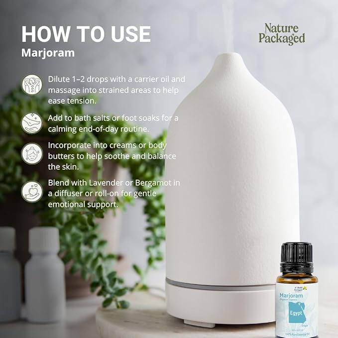 Marjoram Essential Oil - Direct from Al Sheikh for Export Egypt - Steam Distilled - Aceite de Mejorana for Aromatherapy, Massage, Diffuser, DIY Candle and Soap Making - 15ml