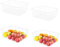 Nprohuge Freezer Organizer Bins, Upright Freezer Baskets for 16, 17, 21 cu.ft Standup Freezer, Wire Storage Baskets with Built-in Handles, 4Pcs, White