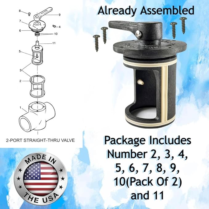 RV40312KIT (Two Pack) Noryl Diverter with Cap & Handle | Direct Replacement of 073484 | Complete Assembly Compatible with V20-060 | Essential Pool Maintenance Accessory!
