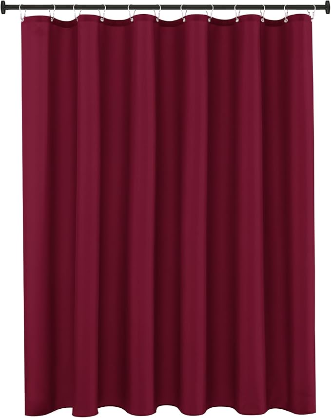 Biscaynebay Quality Fabric Shower Curtain Liners 72 Inch by 72 Inch, Burgundy Water Resistant Bathroom Curtains Rust Resistant Grommets & Weighted Bottom Hem Machine Washable