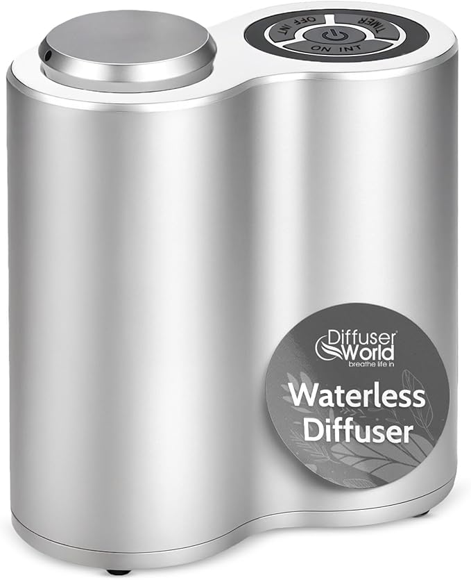 800 Sq Ft Waterless Diffuser for Essential Oils, Made in USA Aroma Infinity Silver Portable Aroma Atomizer for Room Fragrance, Home Scent Machine, Air Aromatherapy Oil Diffusers