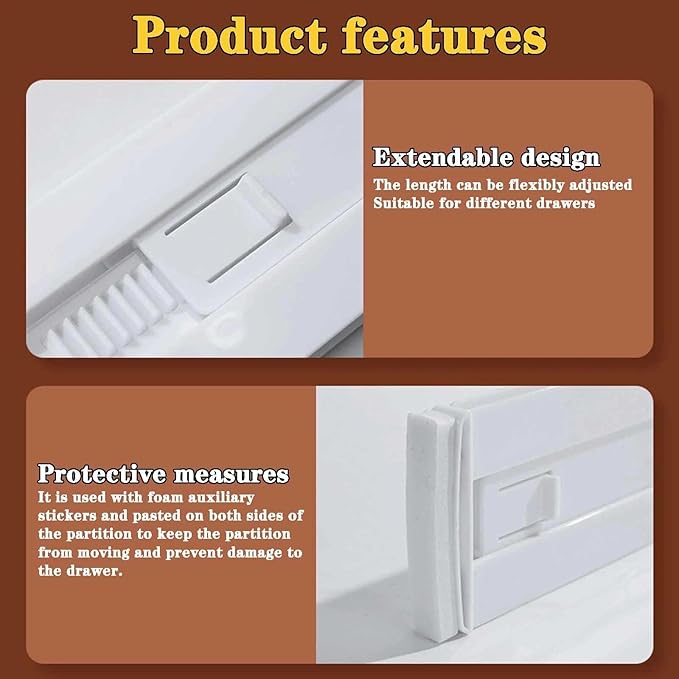 8 Pack Drawer Dividers for Clothes, 3.15" High 11.34"-19.69" Adjustable Expandable Dresser Drawer Organizer, Clear Plastic Separators for Dresser, Baby Clothing, Underwear, Cosmetic