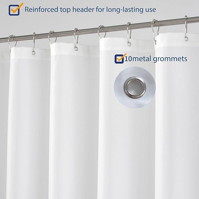 N&Y HOME RV Shower Curtain or Liner Fabric 60 x 64 inches, Perfect for Camping Travel Trailer, White Bathroom Curtains with Grommets, 60x64
