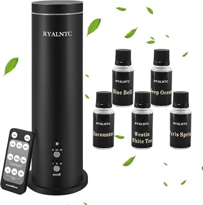 Waterless Scent Diffuser Kit,100ml Essential Oil Diffuser-Remote Control 2000Sq Ft Coverage Large Room Scent Diffuse for Home, Office, Hotel and Spas-Aromatherapy, 5 Essential Oils Include