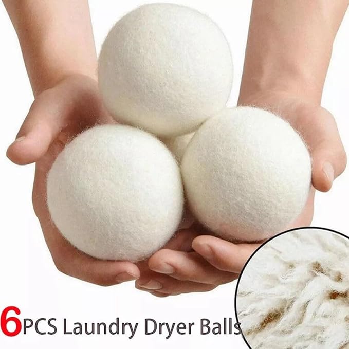 Wool Laundry Balls, 6PCS Hand Laundry Dryer Balls 6cm/2.4in Reusable Fabric Softener Wool Dryer Clothes Washing Auxiliary Parts for Speeding Up Dry Time