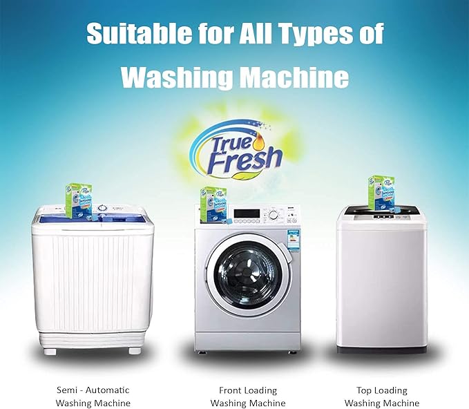 True Fresh Washing Machine Cleaner Tablets – 25-Pack Deep Cleaning for Front Load, Top Loader & HE Washers – Helps Remove Odor-Causing Residues, Pet Hair & Hard Water Buildups – Septic Safe