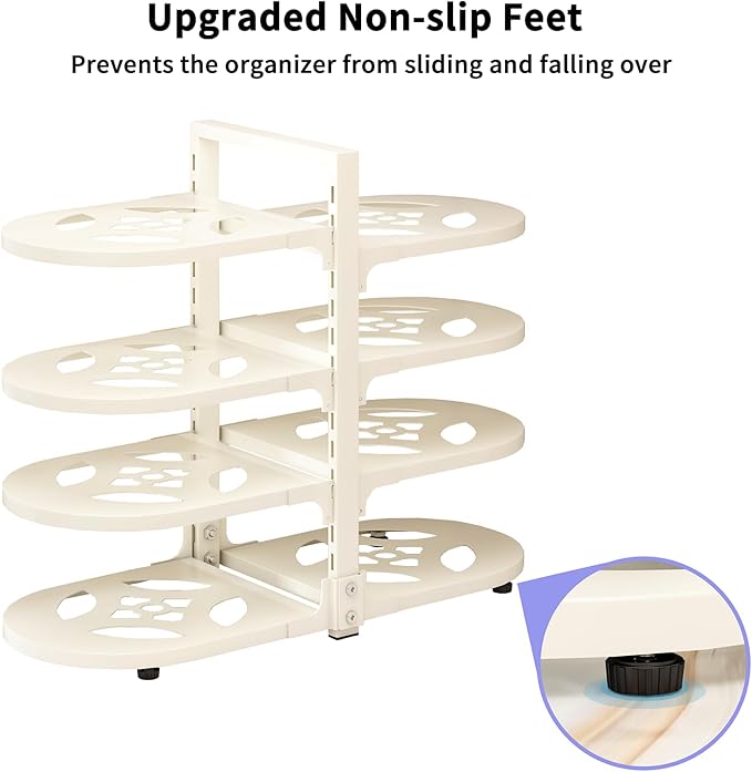 Fovkdcvw Adjustable Heavy Duty Pots and Pans Organizer Under Cabinet, 8-Tier Pot and Pan Organizers Inside Cabinet, Kitchen Cabinet Organizers and Storage, White