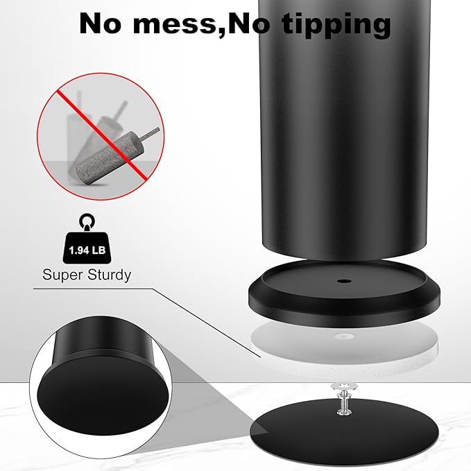 Black Toilet Brush and Holder，Extra Long Handled Toilet Brush for Bathroom，Stainless Steel Heavy Duty Toilet Bowl Brush,Removable Inner Bowl,Deep Cleaning Dense Bristles Cleaner Brush -Space Saving