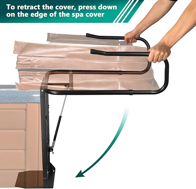 Hot Tub Cover Lift, Spa Cover Lifts Heavy Duty Cover Hydraulic Lifter Universal Assist Hot Tub Cover Lifter Removal System Reinforced Brackets Easy Assemble Fits Various Spas & Hot Tubs