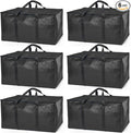 ClearSpace Heavy Duty Moving Bags or Storage Bags – Black Storage Bins with Lids, Large Moving Boxes with Backpack Straps & Zippers,– Packing Box & Moving Supplies for College Dorm, 6 Pack
