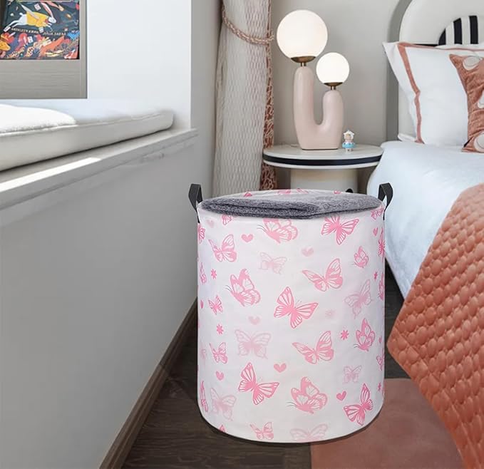 Round Laundry Hamper Storage Basket Laundry Organizer Hamper Storage Bins Clothes Box Nursery Hamper Gift Basket with Handles