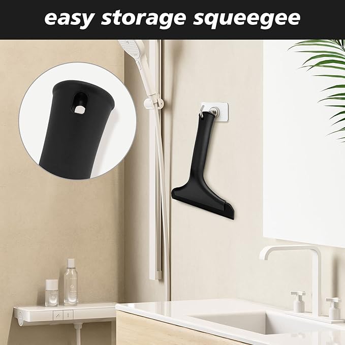 NEWISHTOOL Bathroom Shower Squeegee 5.9 Inch Soft Silicone Blade Squeegee for Shower Glass Door Mirrors Car Windshield, Kitchen Squeegee Countertops Cleaning and Water Removal Scraper w/Hanging Hole