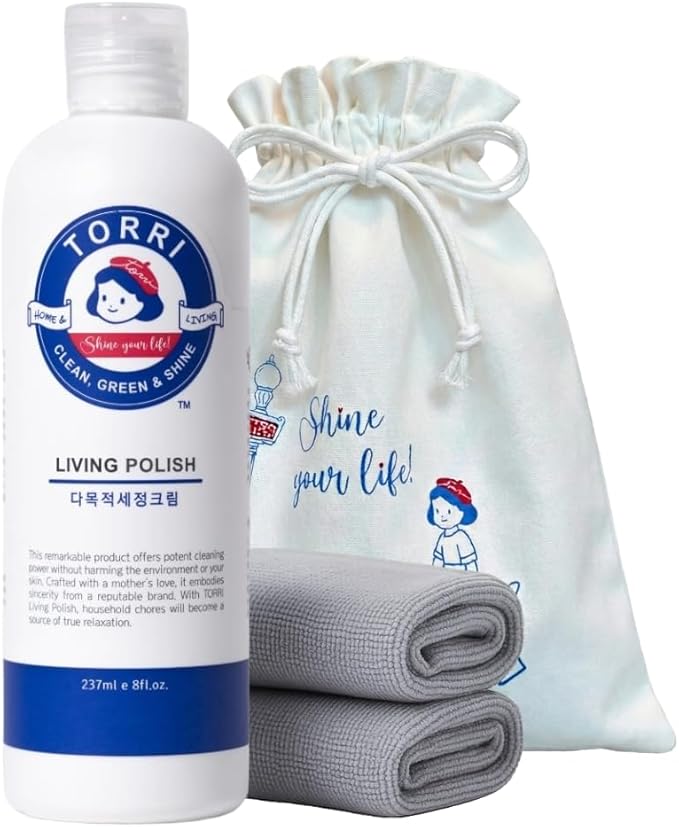 TORRI Living Polish Premium Multi Surface Cleaner & Water Stain Remover - Kitchen & Bathroom Polish for Stainless Steel, Marble, Granite, Quartz Countertops - Restores Shine, Removes Fingerprints