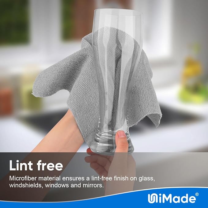 UNIMADE Microfiber Cleaning Cloth, 100 Sheets Microfiber Towels for Cars Commercial Grade Washcloths Lint-Free Bulk Shop Towel Cleaning Rags for Mechanic Restaurant Garage Housekeeping, 11"x 9", Grey