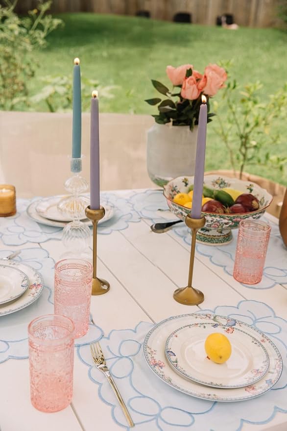 Bluecorn Beeswax Taper Candles, 100% Pure Natural Bees Wax, 12 Inch Pair, Sky Blue Candlesticks, Unscented, Clean Burning & Dripless, Long Lasting, Thanksgiving & Christmas Decor, American Made, 1 Ct