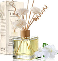 Gardenia Reed Diffuser Set - 6.7 oz Glass Bottle with 4 Rattan Sticks, 3 Dried Flowers | Adjustable, Long-Lasting Scent for Home, Bedroom, Living Room, Office, Bathroom | Aromatherapy Gift Set