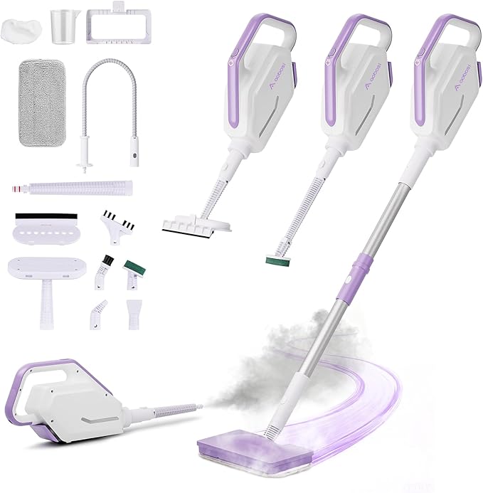 AAOBOSI Steam Mop, 1300W Powerful Detachable Handheld Steamer with 350ml Tank, 11 Multi-purpose Accessories, 23FT Power Cable, Steam Mops for Floor Cleaning, Tiles, Windows, Carpets, Furniture