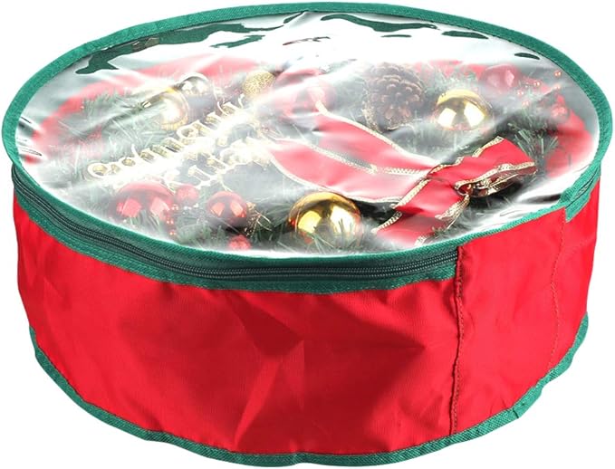 1Pcs Christmas Wreath Storage Bag,Portable Artificial Wreaths Organizer Container with Dual Zippered Transparent Window & Handles 20 Inch (16inch/1pcs)
