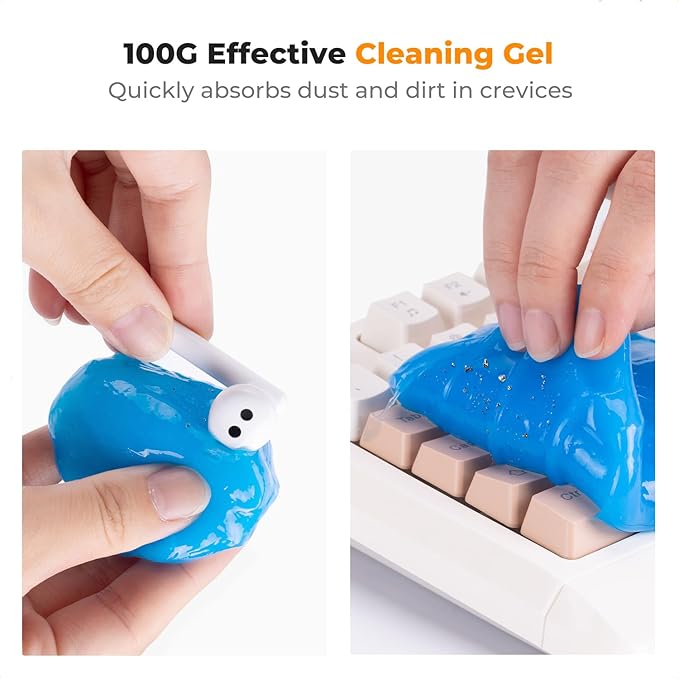 K&F CONCEPT 6-in-1 Laptop Computer Keyboard Cleaner - Screen Cleaning Kit All-in-One with Gel & Spray Solution for MacBook and Other Computers