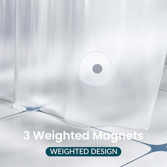 Titanker Plastic Shower Curtain Liner 72 x 72 Frosted Shower Liner Waterproof Lightweight Cute Shower Curtains for Bathroom with Magnets and Rustproof Grommets