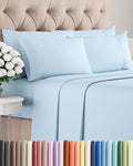 Cal King 6 Piece Sheet Set - Comfy Breathable & Cooling - Ultra Soft Hotel Luxury Bedding Set w/ 8-16 Inch Deep Pockets - 1 Flat & 1 Fitted Sheet & 4 Pillowcases - Wrinkle Free & Easy Care - Baby Blue