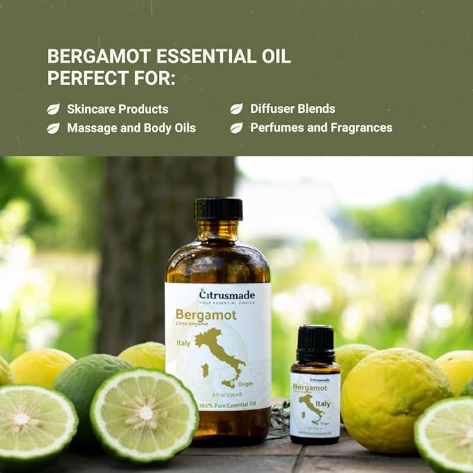 Bergamot Essential Oil - Direct from Citrusmade in Sicily- Pure Essential Oil for Diffusers and Aromatherapy | 100% Pure Therapeutic Grade (15ml)