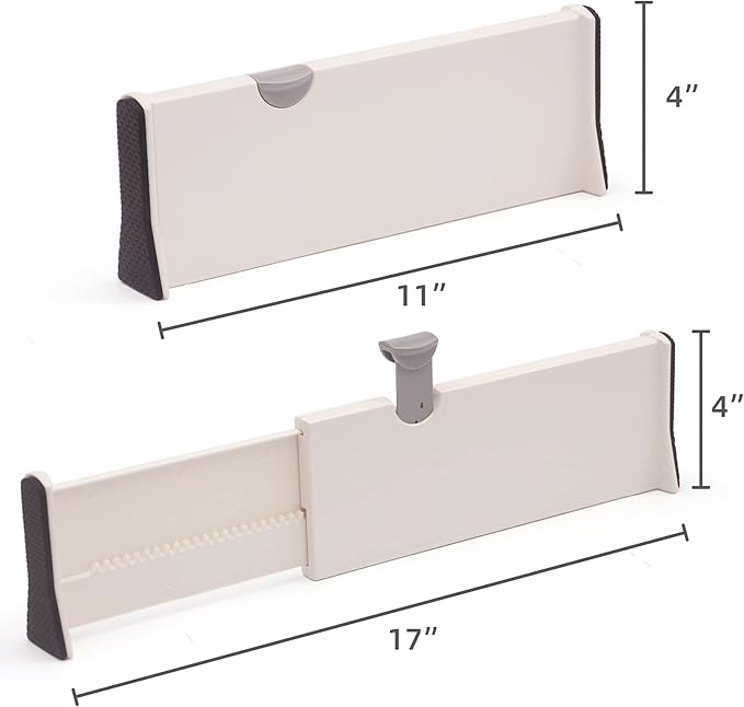 TENABORT Set of 8 Adjustable Drawer Dividers Organizer Separators Plastic Dresser Organizer for Bedroom, Bathroom, Closet, Office Desk, Kitchen Storage