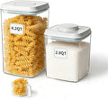 EQI Airtight Food Containers Set with One-Touch Lid, Mixed Size Set (2.8 QT / 2.65 L & 4.2 QT / 4.0 L) with Scoop, Stackable Jars for Complete Kitchen Organization.