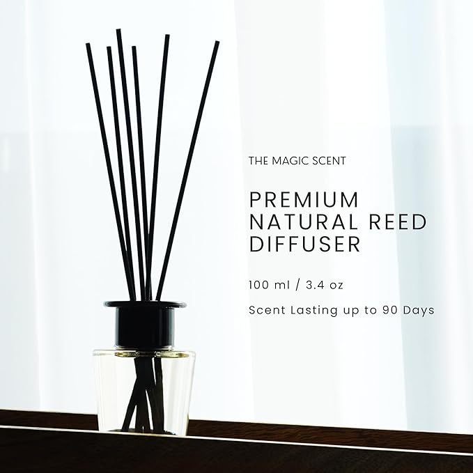 The Magic Scent Baccara Reed Diffuser for Home - Luxury Scent Diffuser with Premium Fiber Reeds for Lasting Gentle Dispersal - Natural, Toxin-Free Aroma Inspired by Baccarat Rouge