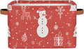 Storage Baskets Bin, Christmas Winter Snowman Collapsible Canvas Fabric Storage Bin Decorative Baskets Toy Organizer Rectangle Storage Boxes with Handles for Home Shelves Nursery, J-024