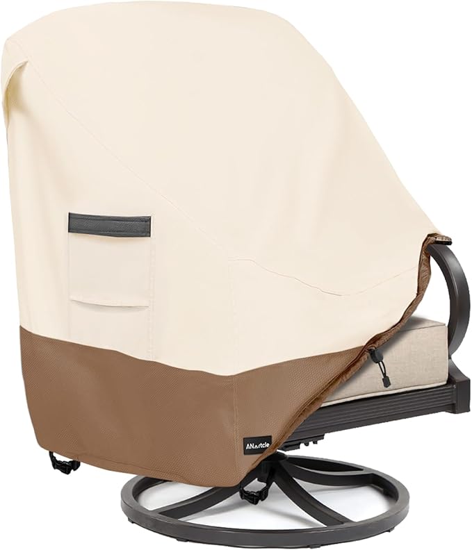 Patio Chair Covers,600D Waterproof Heavy Duty Outdoor Lawn Patio Furniture Covers,Patio Swivel Chair Covers for Outdoor Furniture,(30W x 34D x 36H inches) Beige&Brown