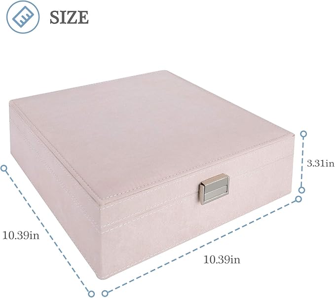 ProCase Velvet Jewelry Box Organizer for Women, 2 Layer Jewelry Display Storage Holder Case for Necklace Earrings Bracelets Rings -Pink