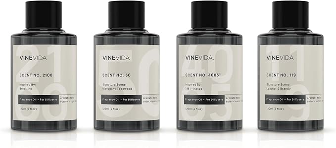 VINEVIDA Gentelmen's Collection (Pack of 4) - Diffuser Fragrance Oil Set - Cold Air Diffuser Oil