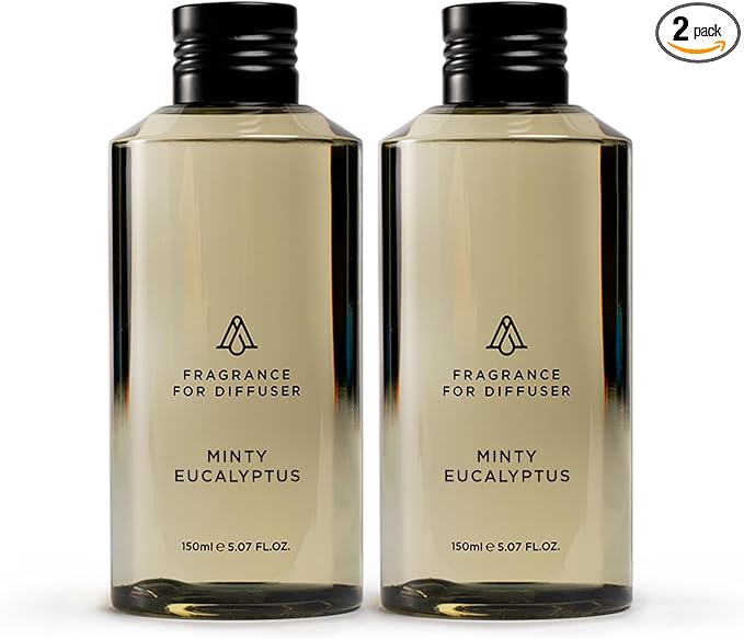 AromaPlan Hotel Scents Minty Eucalyptus 5 Fl Oz (2 Pack), Luxury Aroma & Hotel Fragrance Diffuser Oil- Hotel Diffuser Oil for Aromatherapy- USA Made, Bigger Bottle, Bolder Aroma & Longer Lasting