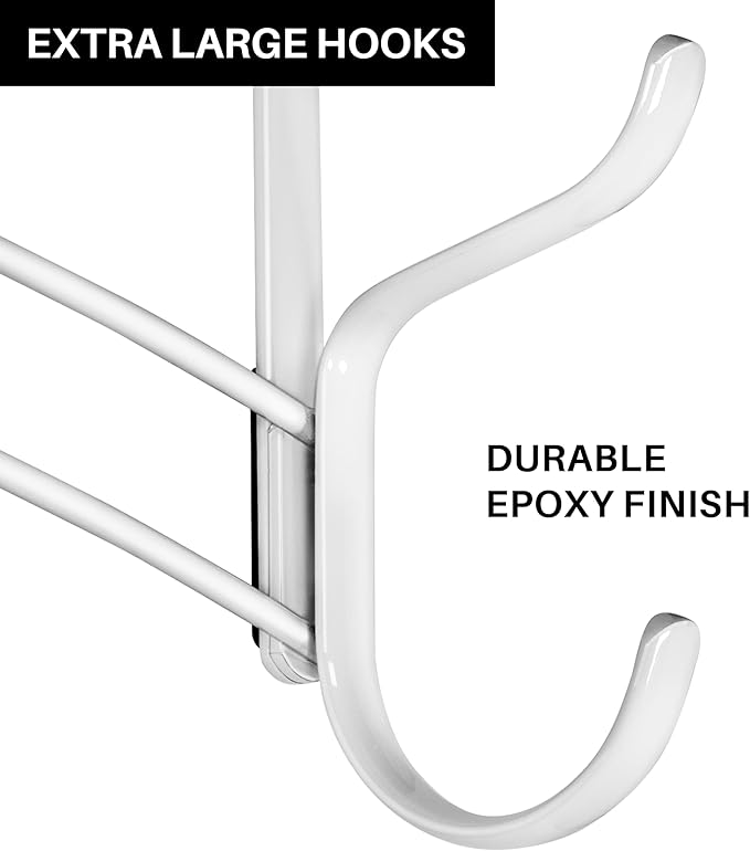 LYNK Professional® Home™ Over The Door Hooks - 28 Hook Over The Door Hanger - Over Door Coat Rack - Hanging Towels or Clothes - Bathroom, Bedroom or Laundry Room - Lifetime Ltd. Warranty – White