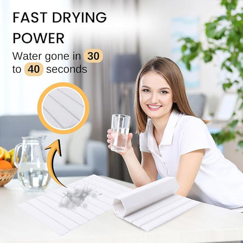 2-In-1 Stone Dish Drying Mat Set For Kitchen Counter.New Collapsiable Diatomaceous Earth Stone Drying Mat Set Includes 1-Stone Dish Drying Mat 23.6"(L)x15.3"(W)&1-Stone Faucet Mat 23.6"(L)x4(W)(WHITE)