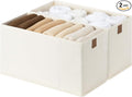 StorageWorks Thin Narrow Baskets for Storage, Small Storage Bins, Fabric Storage Bins with PU Handle, Ideal for Slim Shelves, Clothes, and Toys, Beige, 2-Pack