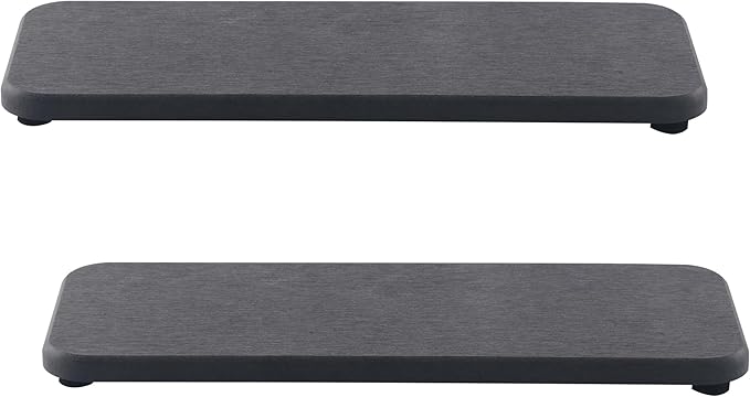 NiuYichee 2 Pcs Water Absorbing Stone Trays, Kitchen/Bathroom Sink Soap Dish, Diatomite Tray Used for Hand Soap & Cosmetic Bottles in The Modern Home, 3.54" W x 9" L, Dark Gray