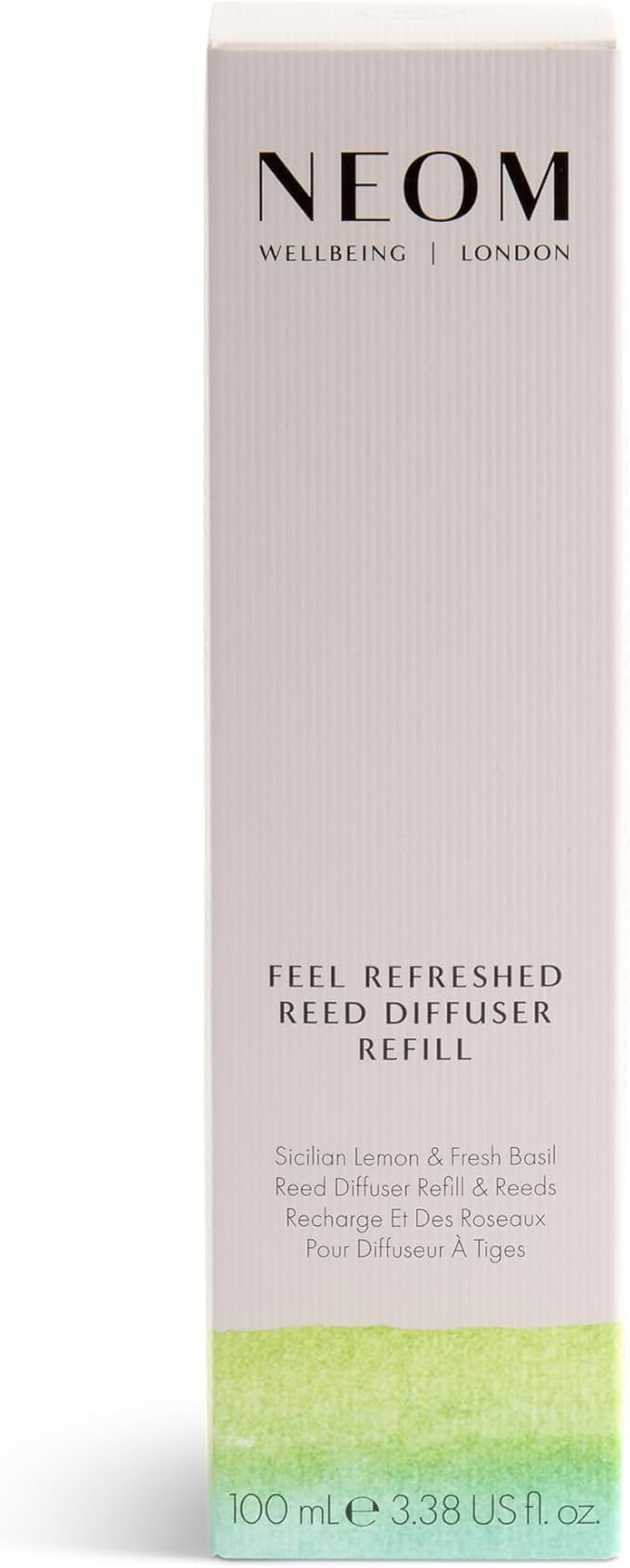 NEOM Feel Refreshed Reed Diffuser Refill, 100ml I Sicilian Lemon and Fresh Basil I 100% Natural fragrances for 12 Weeks I Pure Essential Oils I Energising