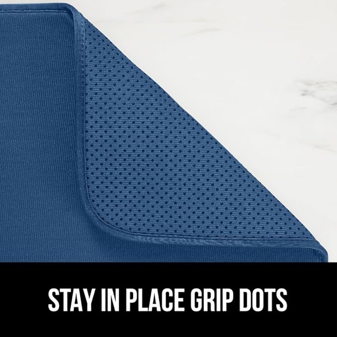 GORILLA GRIP Ultra Water Absorbent Microfiber Dish Drying Mat 2 Pack, Quick Dry Thick Mesh, Slip Resistant Pad for Sink Dishes or Under Rack, Kitchen Counter Accessories, Machine Wash, 18x16, Blue