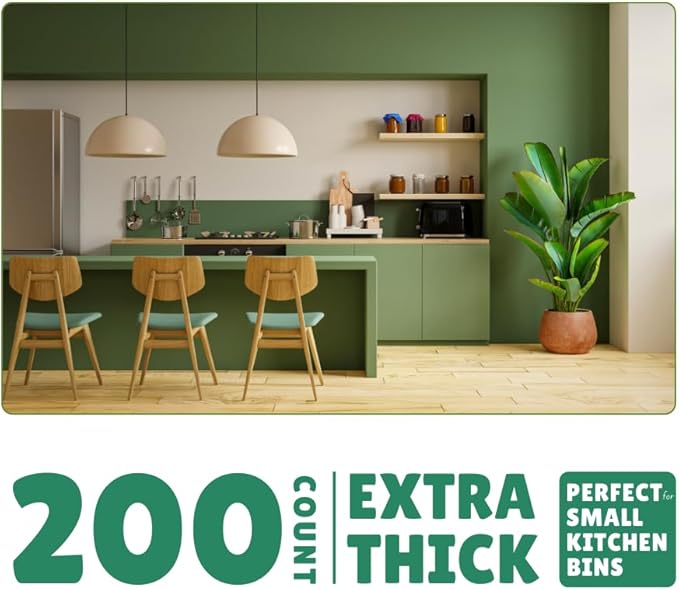 Compost Bags, Compostable Trash Bags 2.6 Gallon Compostable Bags, Small Compost Bags for Countertop bin Extra Thick 0.71 Mil. ASTM D6400 Certified By BPI and TÜV AUSTRIA (2.6 Gallon, 200 Units)