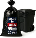 95–96 Gallon Heavy Duty Trash Bags – 30 Count Large Black Garbage Bags for Outdoor Bins, Contractor, Lawn, and Commercial Use – 2.5 Mil Thick Can Liners, 61" x 68"