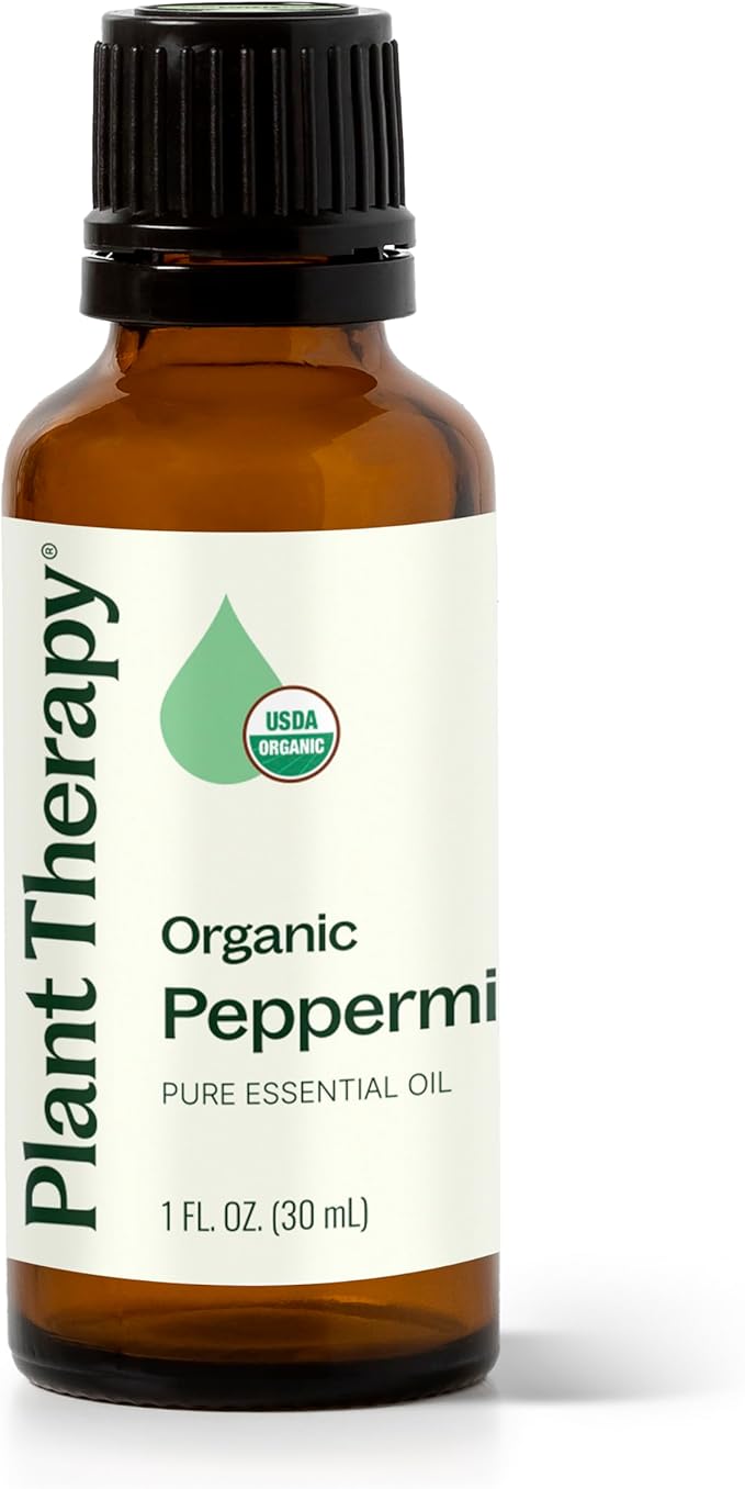 Plant Therapy Organic Peppermint Essential Oil 100% Pure, USDA Certified Organic, Undiluted, Natural Aromatherapy, for Diffusion, Skin, Hair, Therapeutic Grade 30 mL (1 oz)